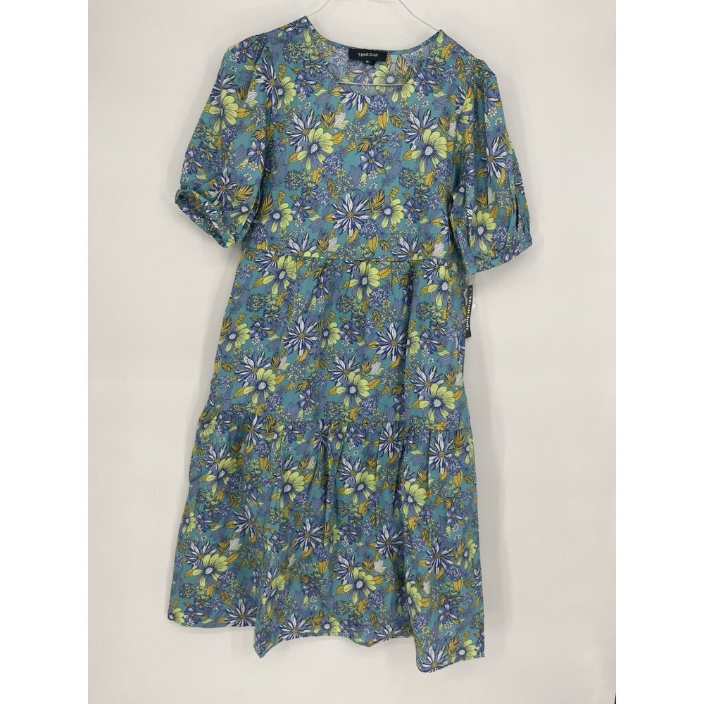 NWT Modcloth Tiered Short Sleeve Midi Dress Multicolor Floral Size Medium